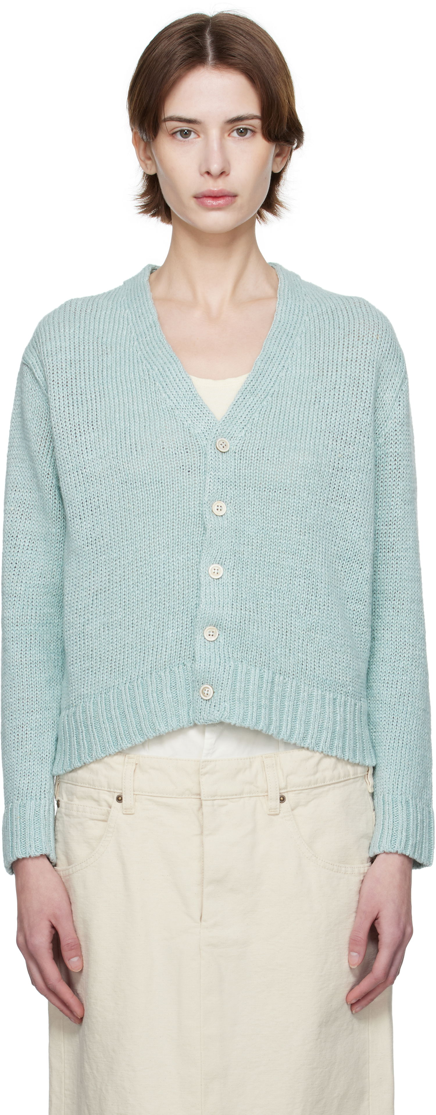 Sveter Maison Margiela Maison Margiela Hemp Knit Cropped Cardigan Zelené | S51HP0017 M13100, 0
