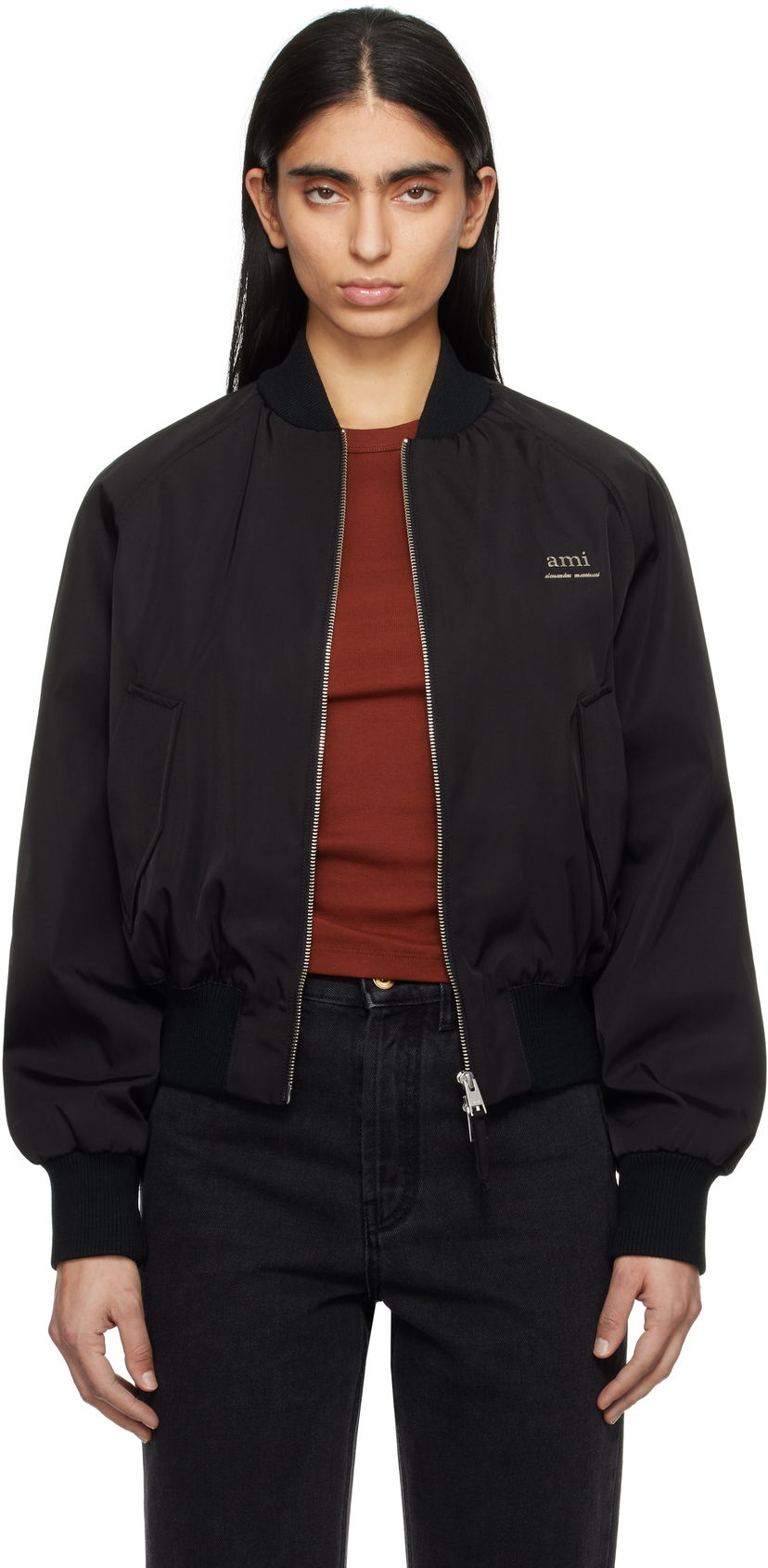 Bomber bunda AMI Twill Bomber Jacket Čierna | FJK012.PA0007