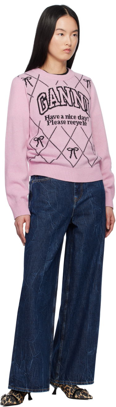 Sveter GANNI GANNI Graphic Bow Knit Sweater Ružová | K2423, 3