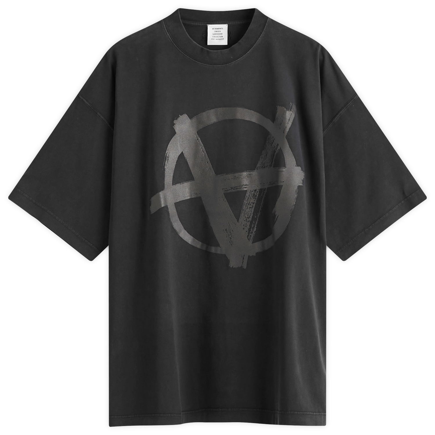 Tričko VETEMENTS VETEMENTS Double Anarchy Oversized T-Shirt, Size Large Čierna | UA66TR665B, 1