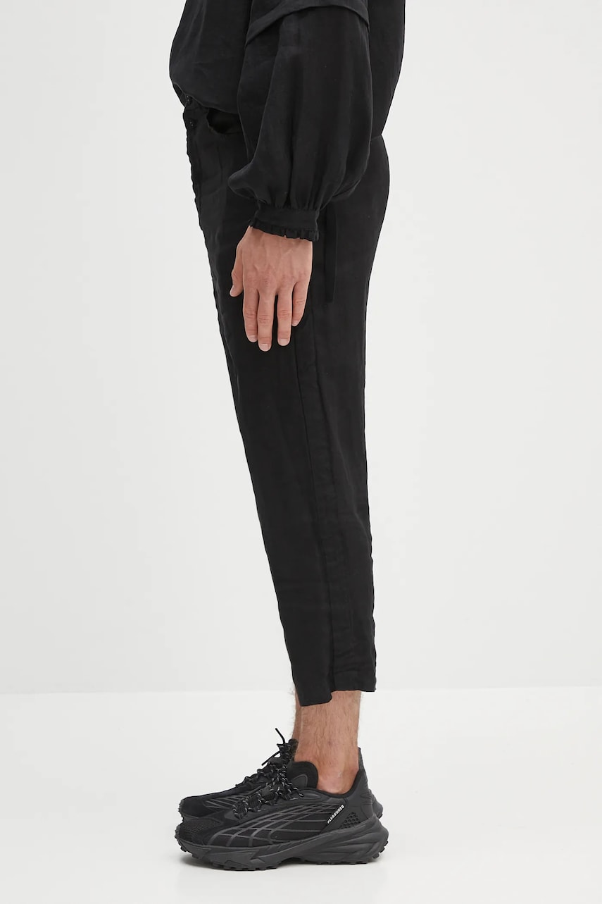 Nohavice UNDERCOVER Undercover Pants Linen Cropped Trousers Čierna | UC1E4501.3, 1