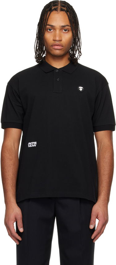 Polo tričko AAPE by A Bathing Ape 'AAPENOW' Moonface Logo Short-Sleeve Pique Polo Čierna | AAPPOM1609XXNBKX, 0