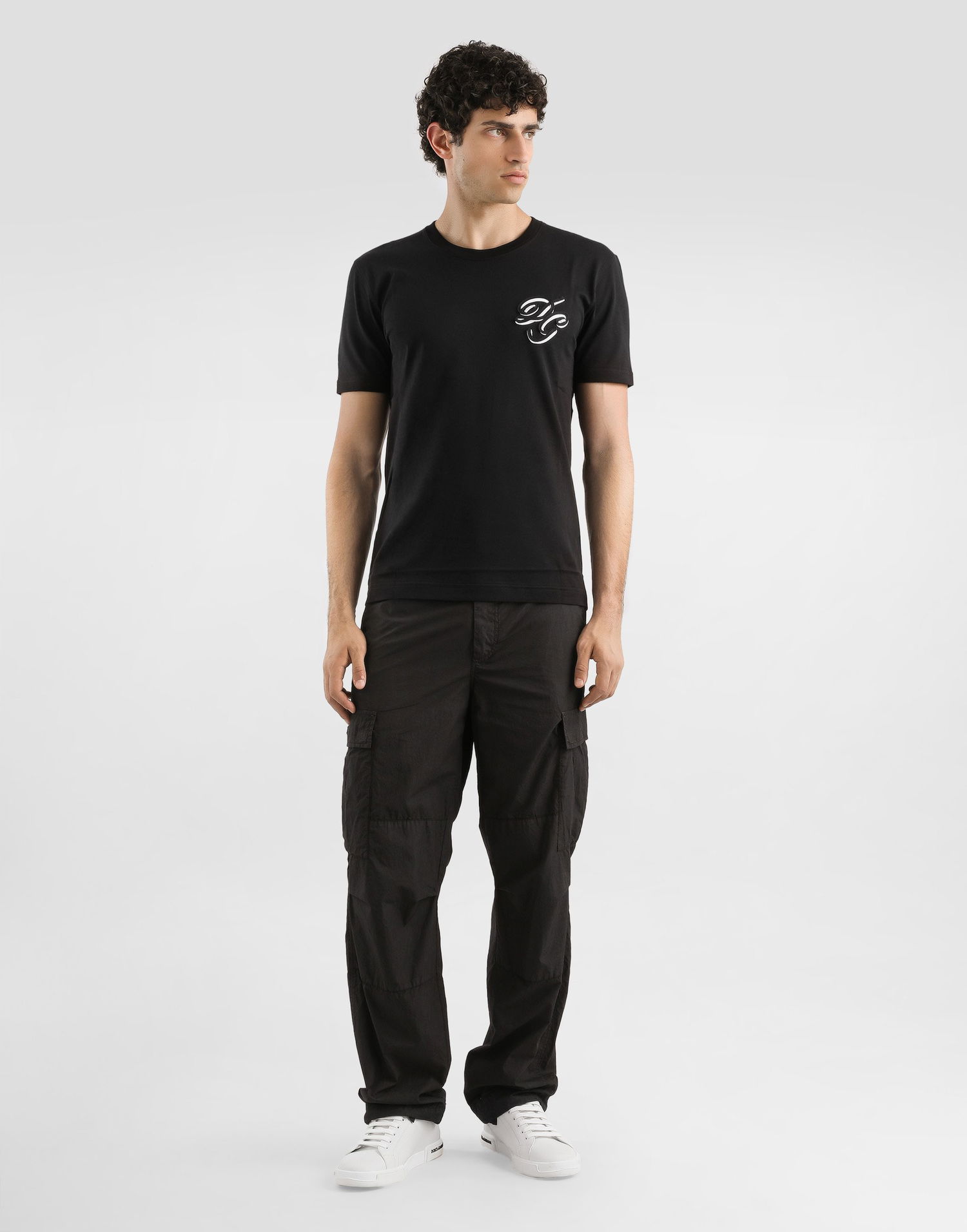 Tričko Dolce & Gabbana Dolce & Gabbana Embroidered Cotton T-Shirt Čierna | G8RN8ZG7PJ0N0000, 1