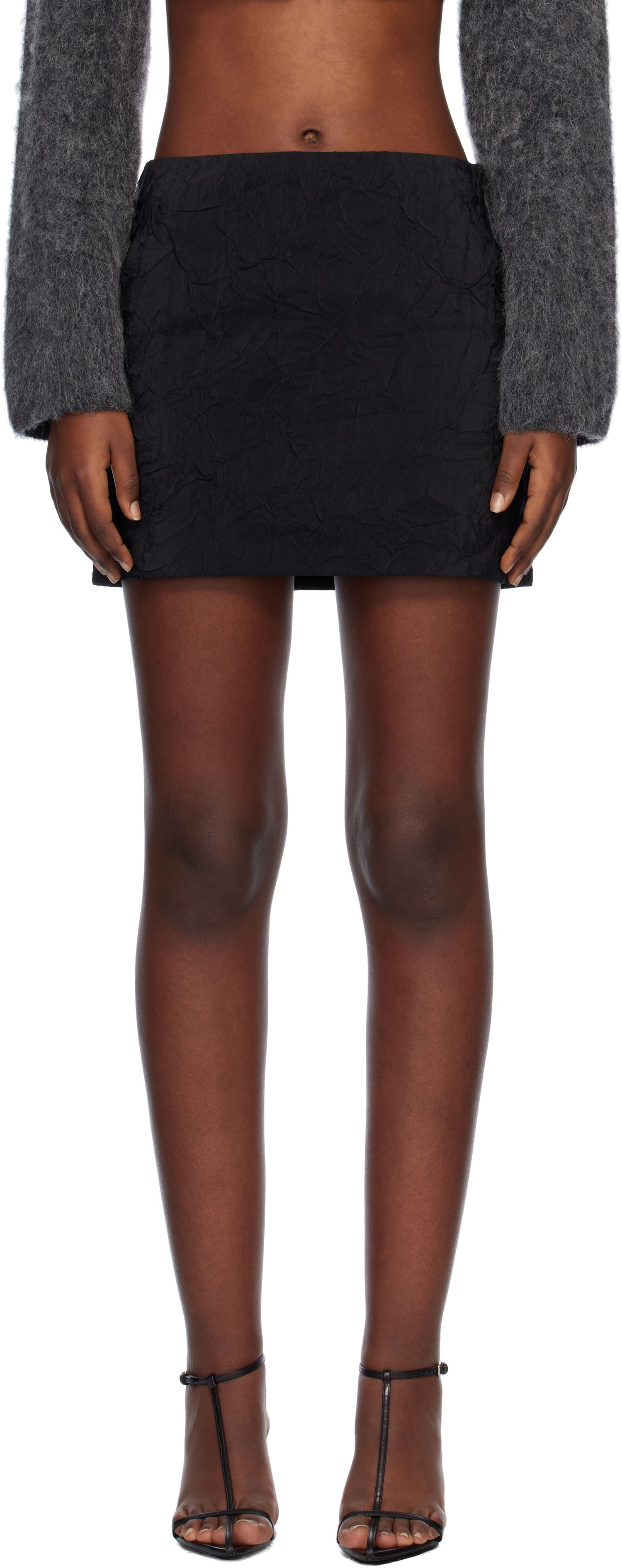 Sukňa Nanushka Textured Miniskirt Čierna | NW24FWSK39100, 0
