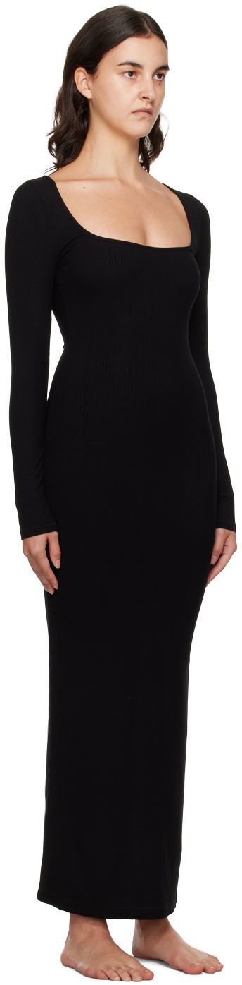 Šaty SKIMS SKIMS Soft Lounge Long Sleeve Maxi Dress Čierna | AP-DRS-1701, 1