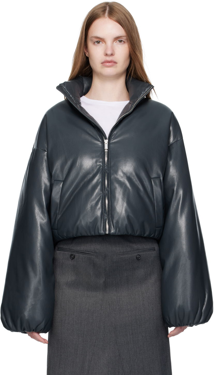 Prešívaná bunda Nanushka Nanushka Lilima Cropped Vegan Leather Puffer Jacket Čierna | NW25PFJK01655