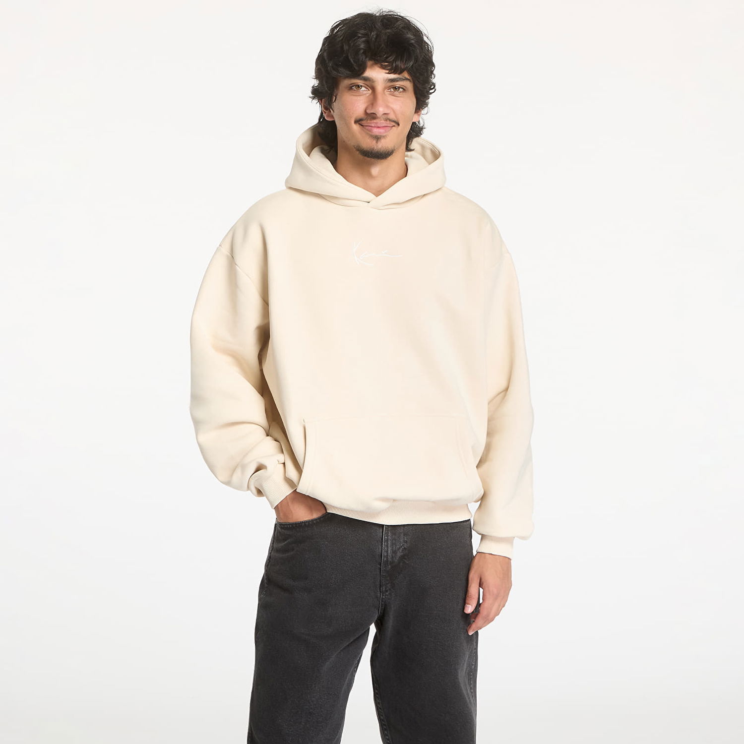 Mikina Karl Kani Small Signature Essential OS Hoodie Light Sand Béžová | KM-HD021-023-24, 0