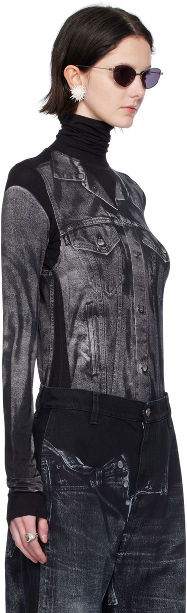 Tričko Jean Paul Gaultier Jean Paul Gaultier Trompe L'oeil Turtleneck Top Čierna | 23/15-U-TO103-J530-0002, 1