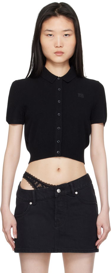 Sukňa Alexander Wang Alexander Wang Embroidered Logo Polo Cardigan Čierna | 4KC1253068, 0