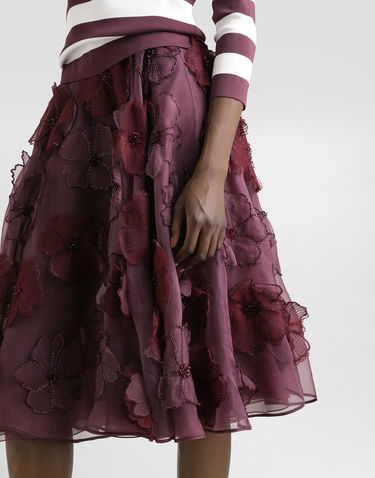 Sukňa Dolce & Gabbana Dolce & Gabbana Organza Midi Circle Skirt with 3D Floral Appliqué Vínová | F4C1DZGDCTVS8400, 3