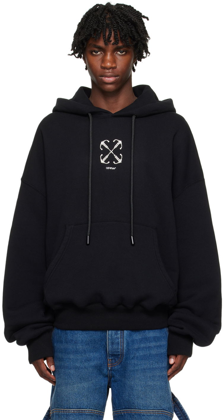 Mikina Off-White Black Embroidered Logo Hoodie Čierna | OMBB118F23FLE0101001, 0
