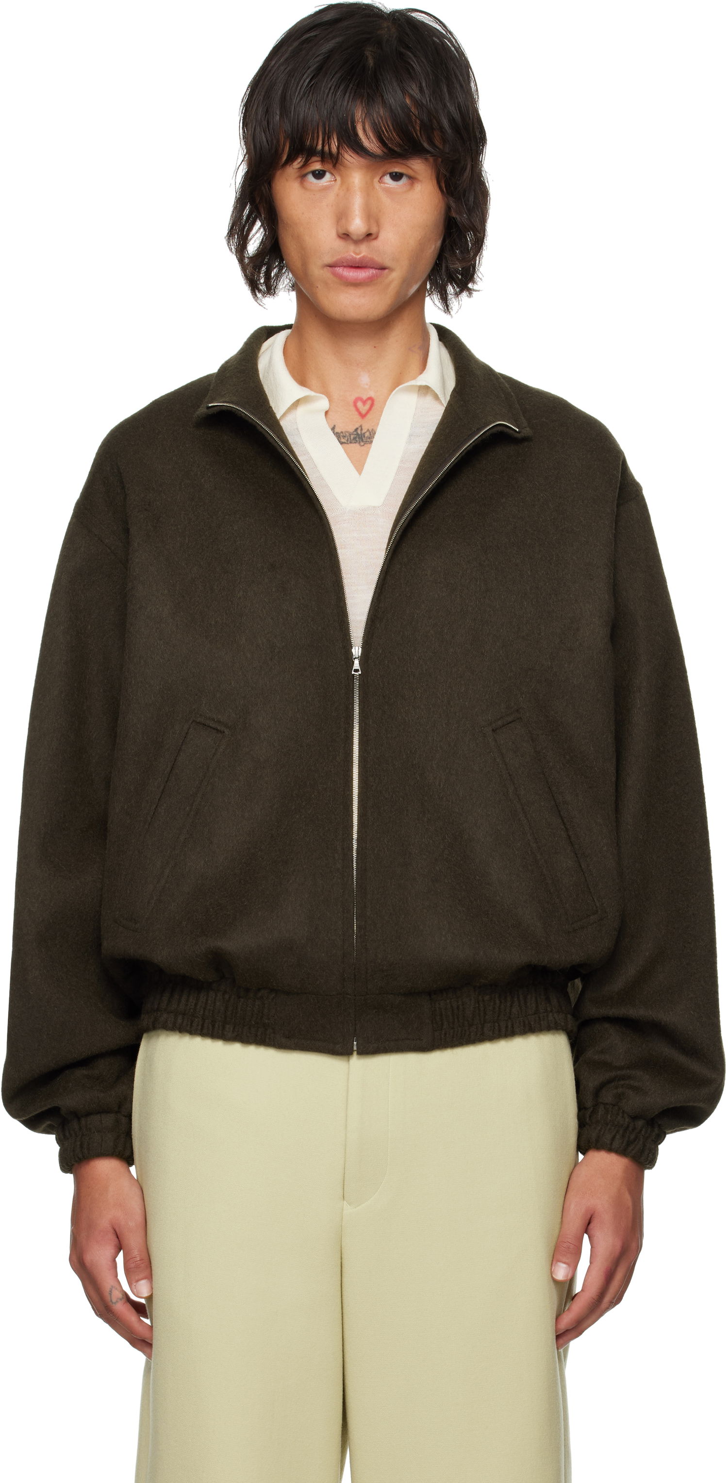 Bomber bunda AURALEE Baby Camel Flannel Bomber Jacket Hnedá | A24AB02BF, 0