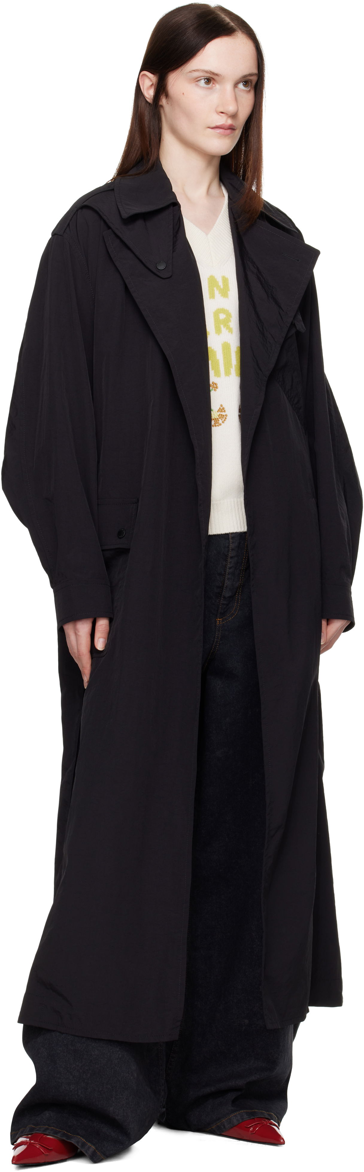 Kenzo Paris Kimono Sleeves Long Trench Coat