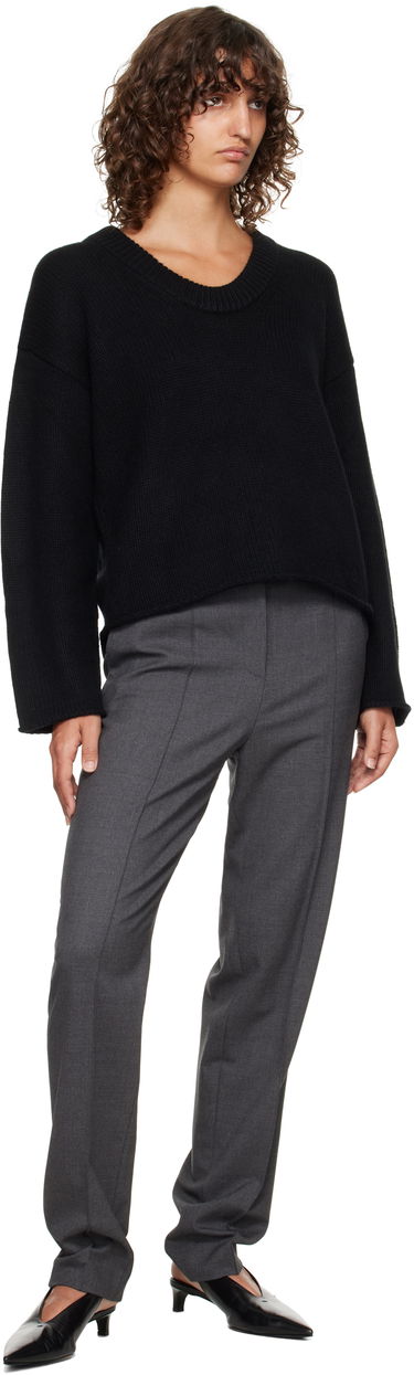 Sveter Loulou de Saison Loulou de Saison Derry Plunging U Neck Sweater Čierna | DERRY, 3