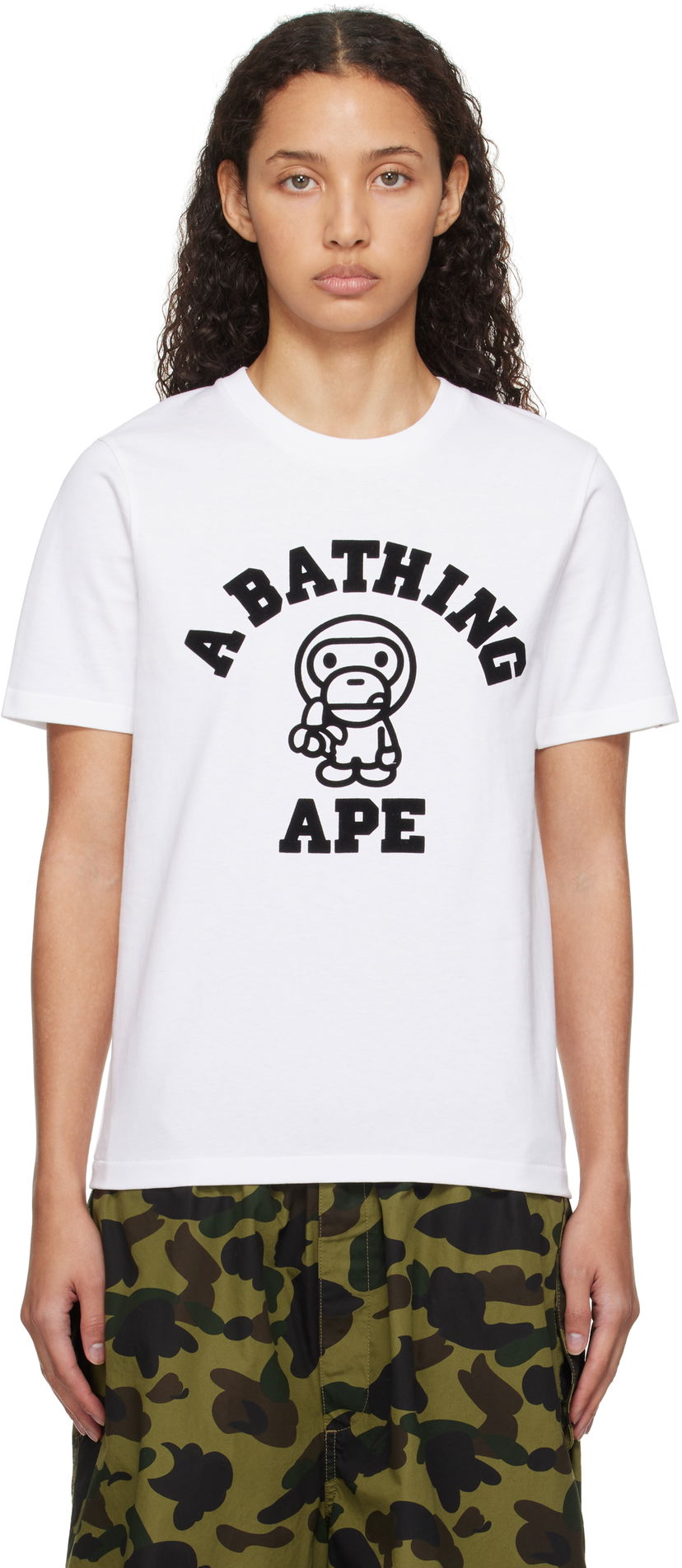 Tričko BAPE Baby Milo College T-shirt Biela | 002TEK802108L