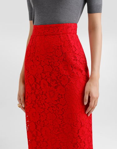 Sukňa Dolce & Gabbana Lace Midi Pencil Skirt Červená | F4C2MTHLMIIR0026, 3