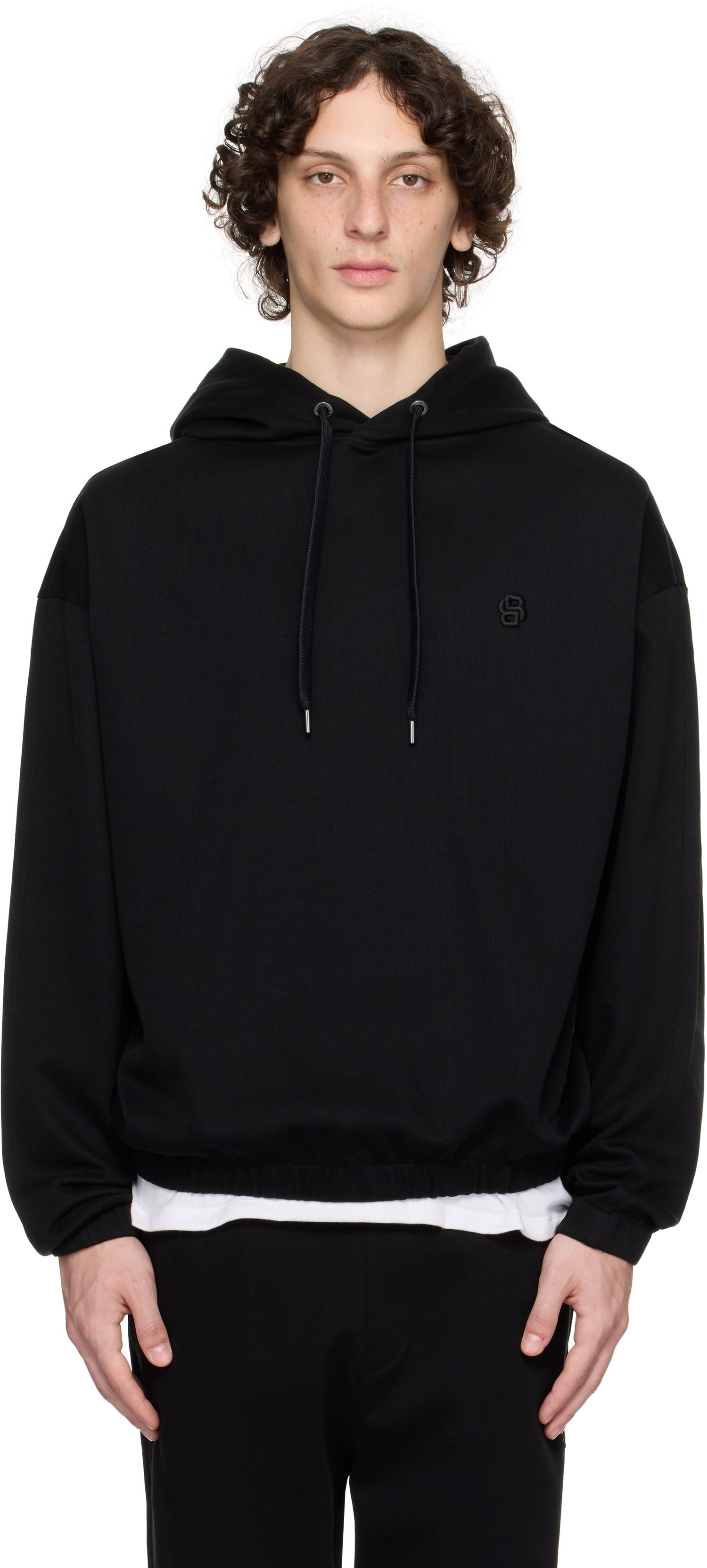 Mikina BOSS BOSS Relaxed-Fit Mercerized Cotton Hoodie Čierna | 50544099, 0
