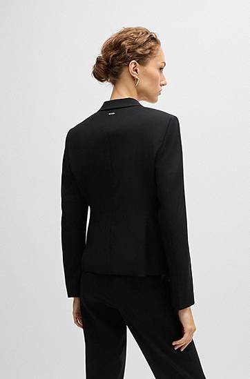 Bunda BOSS Regular-Fit Virgin Wool Blazer Čierna | 50490020, 1