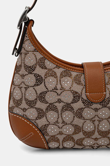Taška cez rameno Coach Brown Signature Embellished Canvas Shoulder Bag Hnedá | CW654, 2
