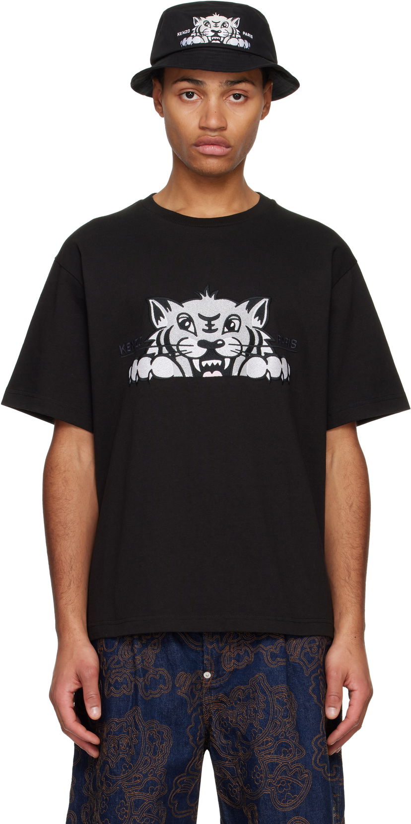 Tričko KENZO Happy Tiger Embroidered T-Shirt Čierna | FF55TS5264SI