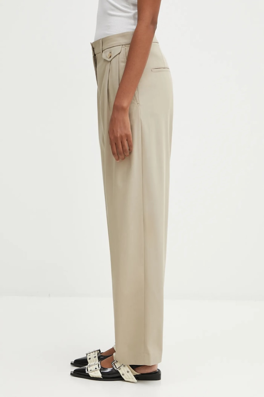 Nohavice MAISON KITSUNÉ Double Pleated Wide High Waist Pants Béžová | PW01106WT3019, 1