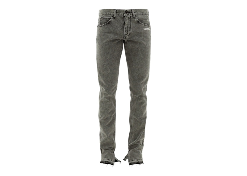 Džínsy Off-White Slim Split Diag Jeans Šedá | OMYA062R20E540270801, 0