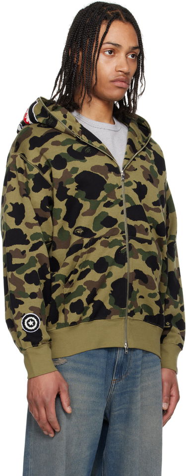 Mikina BAPE A Bathing Ape 1st Camo Jacquard Shark Full Zip Hoodie Zelené | 001ZPL301304M, 1