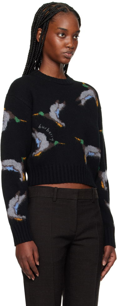 Sveter Burberry Burberry Cropped Duck Intarsia Wool Sweater Čierna | 8103057, 1