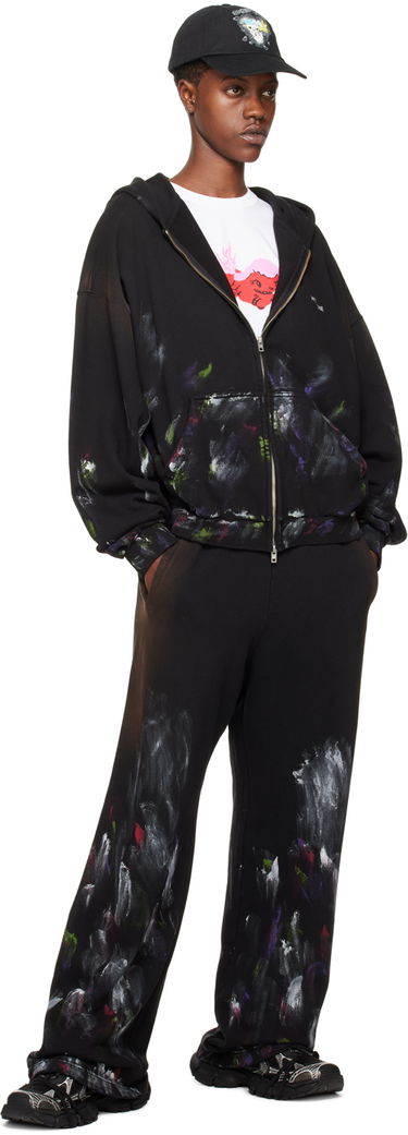Mikina We11done Painted Zip-Up Hoodie Čierna | WD-TJ0-24-777-U-BK, 3