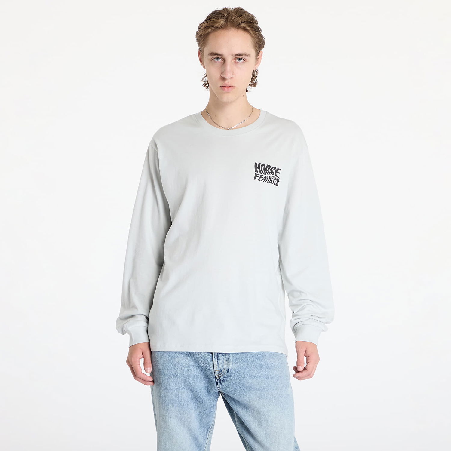 Tričko Horsefeathers Distort Long Sleeve T-Shirt Cement M Šedá | SM1364B, 0