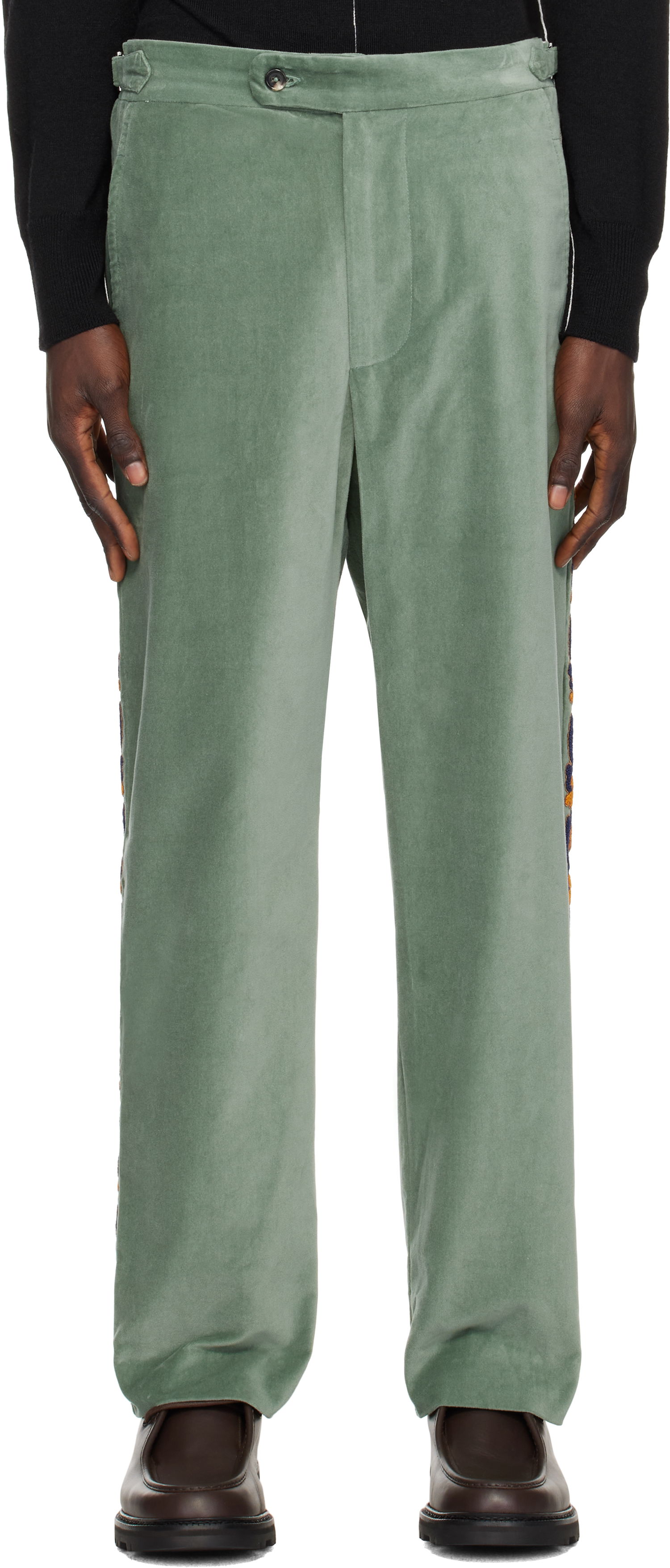 Nohavice Bode Bode Oberon Floral Trousers Zelené | MRF24BT038, 0