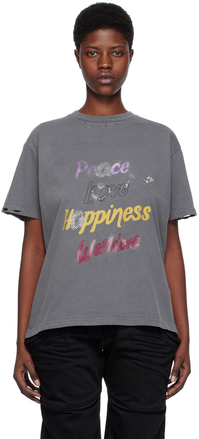 Tričko We11done We11done Lettering Graphic T-Shirt Šedá | WD-TT0-24-705-U-CH, 0