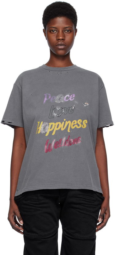 Tričko We11done We11done Lettering Graphic T-Shirt Šedá | WD-TT0-24-705-U-CH, 0
