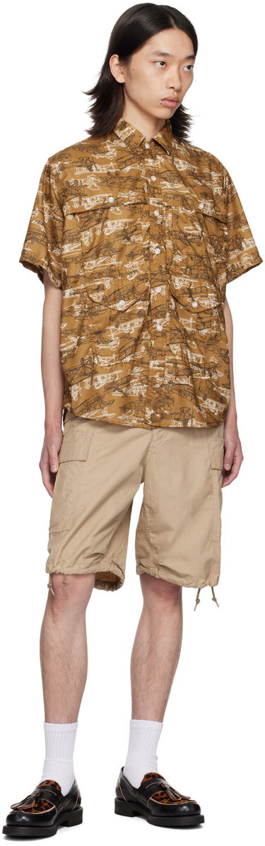 Košeľa BEAMS BEAMS PLUS Adventure II Biplane Print Shirt Hnedá | 3801-0122-791, 3