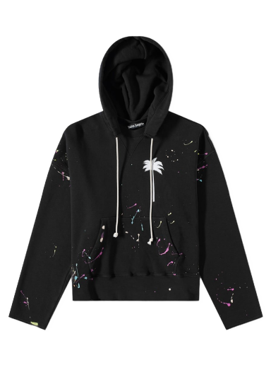 Mikina Palm Angels Painted Palms Popover Hoody Čierna | PMBB104S22FLE0011001