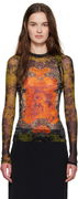 Jean Paul Gaultier 'The Médaillon' Print Mesh Top