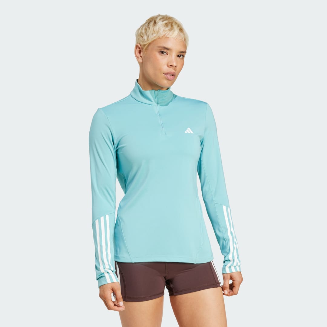Tričko adidas Performance Hyperglam Training Quarter-Zip Tyrkysová | IX3228, 0