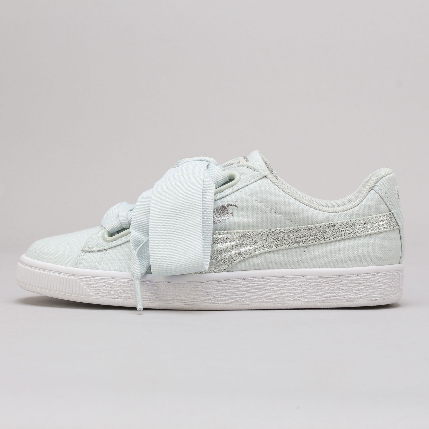 Tenisky a topánky Puma Basket Heart Canvas Wn's blue flower - white - silver Modrá | 366495 03, 1