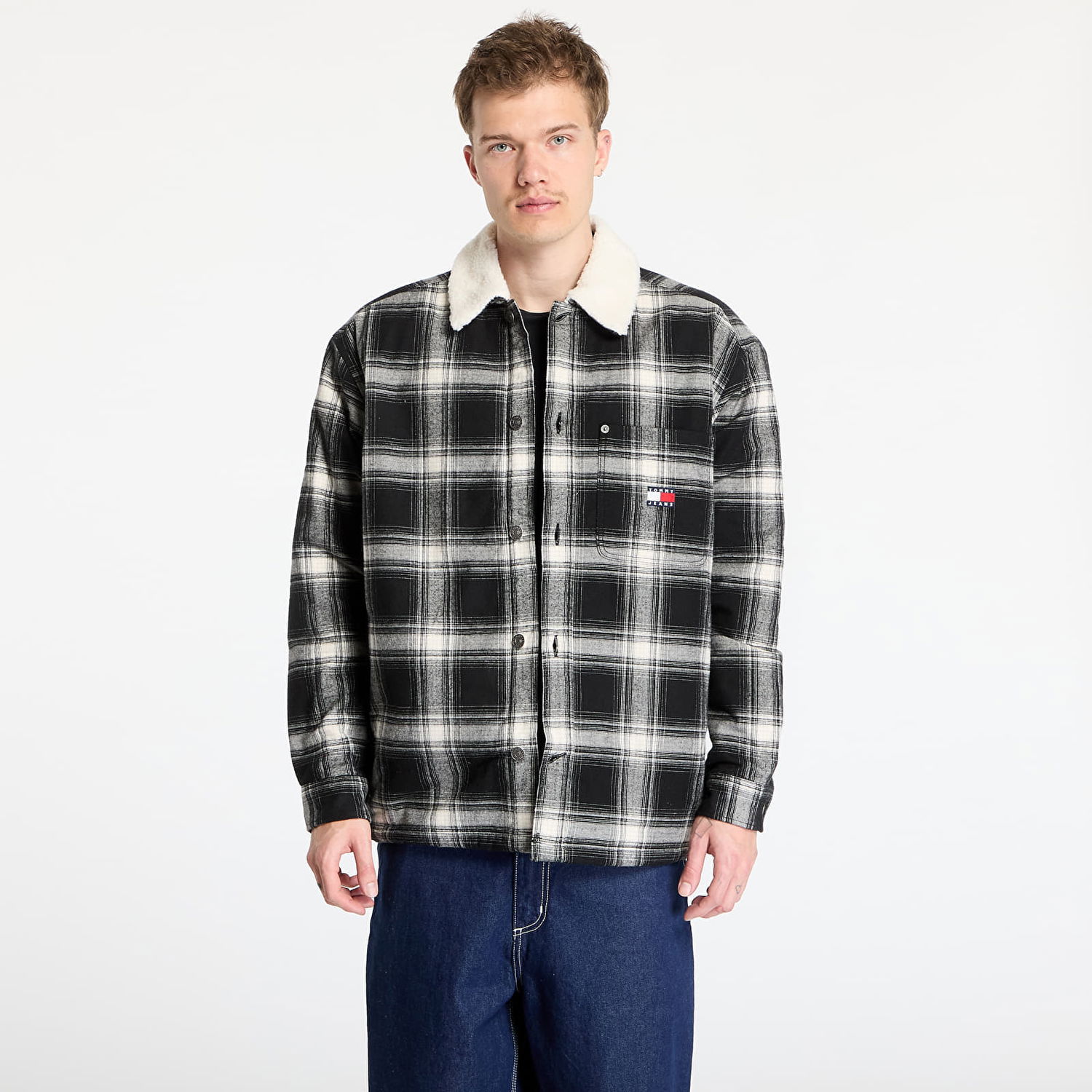 Košeľa Tommy Hilfiger Tommy Jeans Check Teddy Mix Overshirt Čierna | DM0DM20241 BDS, 0