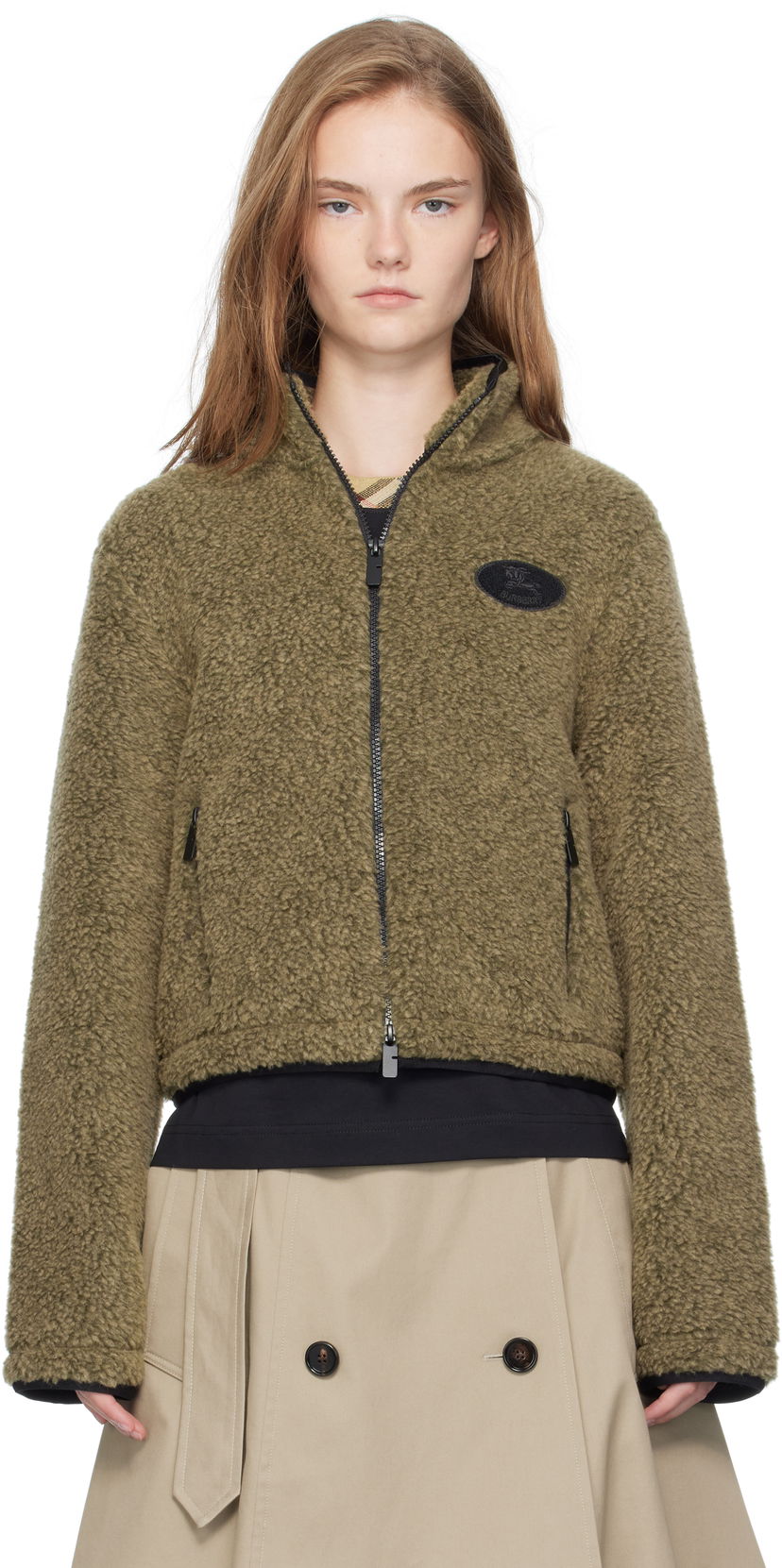 Bunda Burberry Burberry Cropped Fleece Jacket Zelené | 8109274
