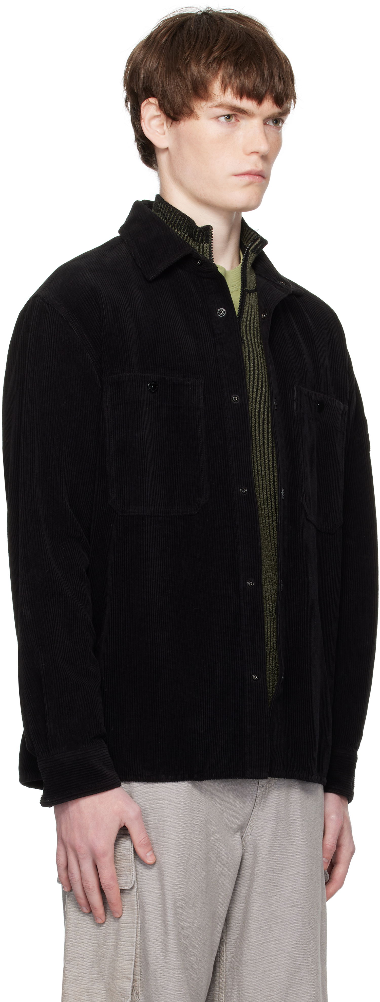 Košeľa Stone Island Organic Cotton Corduroy Overshirt Čierna | K2S15 1200012 S0212, 1
