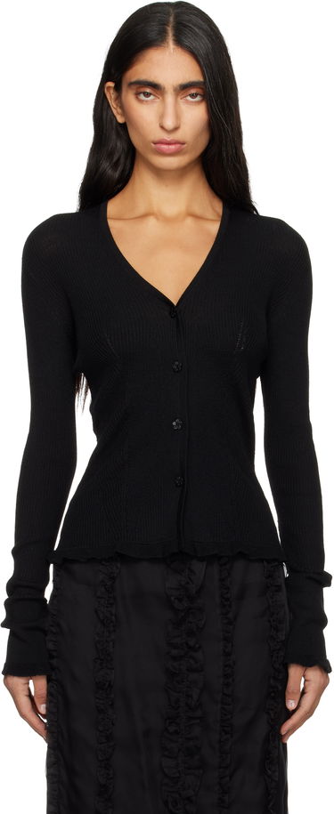 Sveter Cecilie Bahnsen Bessie Ribbed V-Neck Cardigan Čierna | 3.25KNI52001, 0