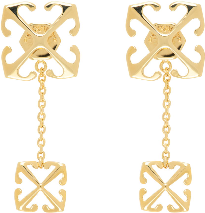 Náušnice Off-White Double Arrow Earrings Metalická | OWOD297S24MET0017600