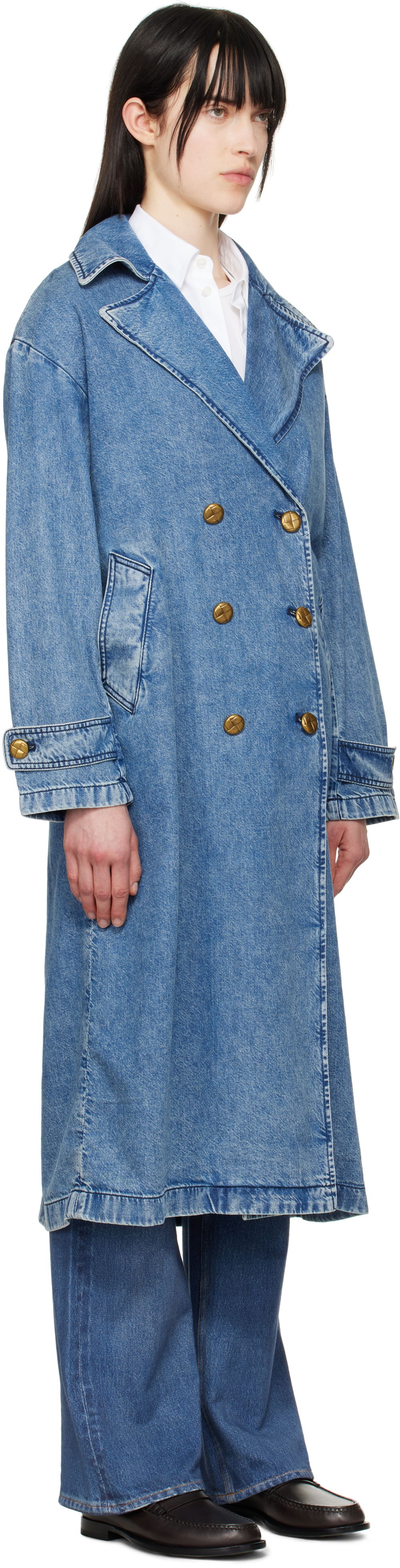 Trenčkot rag & bone rag & bone Featherweight Alora Denim Trench Coat Modrá | WDD25S1498FWBE, 1