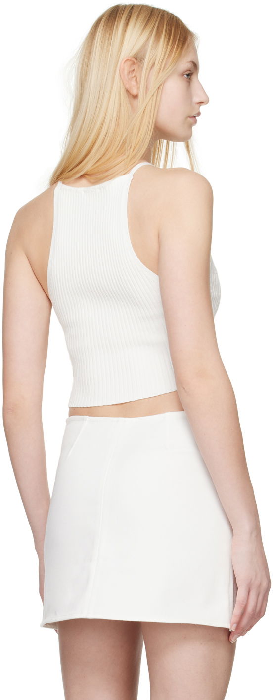 Halter Neck Ribbed Knit Tank Top