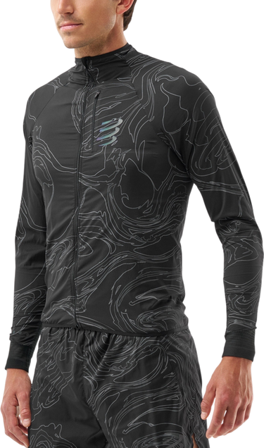 Vetrovka Compressport Hurricane Windproof Patterned Jacket Čierna | ajvm11099047, 0