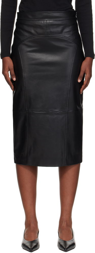 Sukňa Max Mara Max Mara Taiga Leather Midi Skirt Čierna | 2526406011600, 0