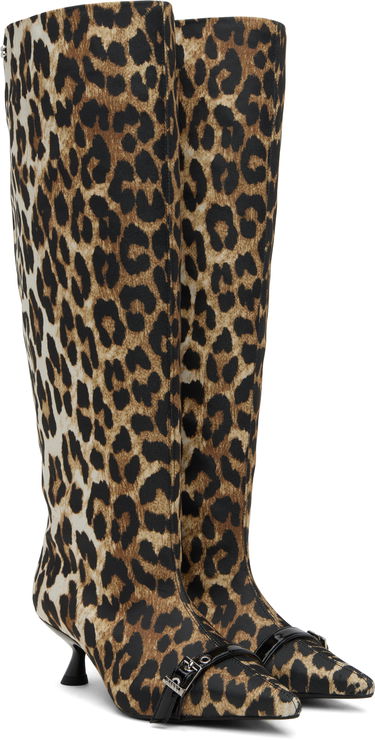 Doplnky GANNI GANNI Slouchy Leopard-Print Kitten Heel Boots Rôznofarebný | S2877, 3