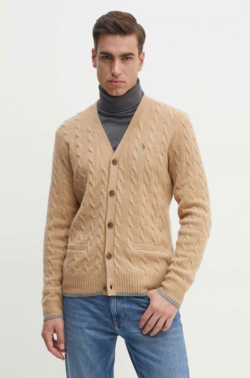 Sveter Polo by Ralph Lauren Cable-Knit Wool Cardigan Béžová | 710949808