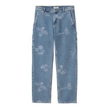 Džínsy Carhartt WIP Stamp Print Bleached Denim Pants Modrá | I033742_9, 5